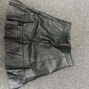 H&M Black A-Line Leather Skirt